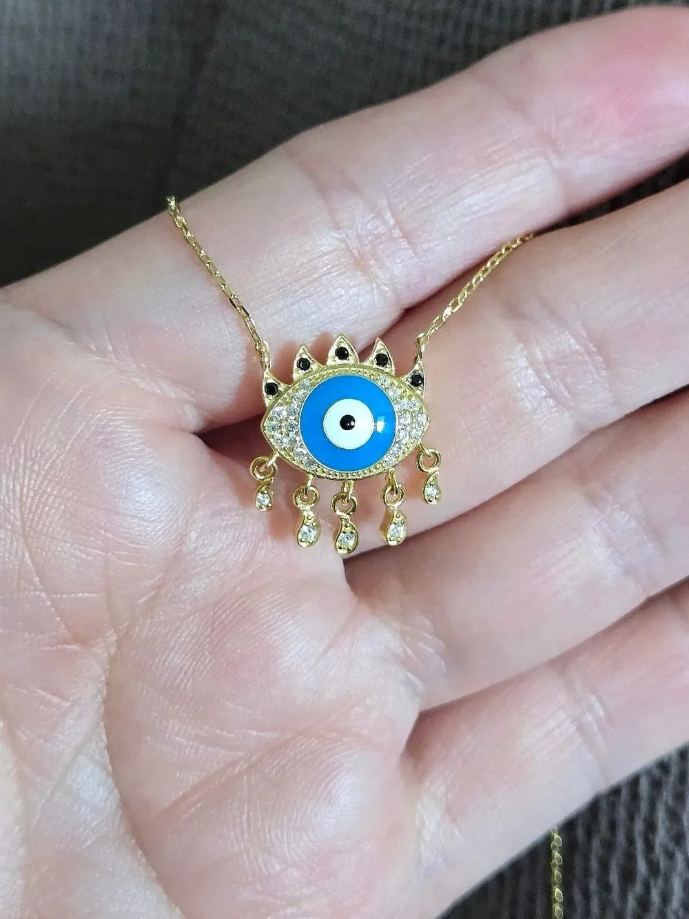 Fancy Silver🤍 Evil Eye🧿 Pendant Necklace